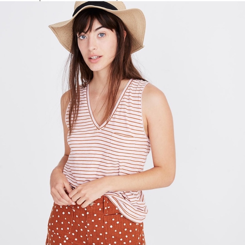 🆕 Madewell V-Neck Stripes Top NWOT